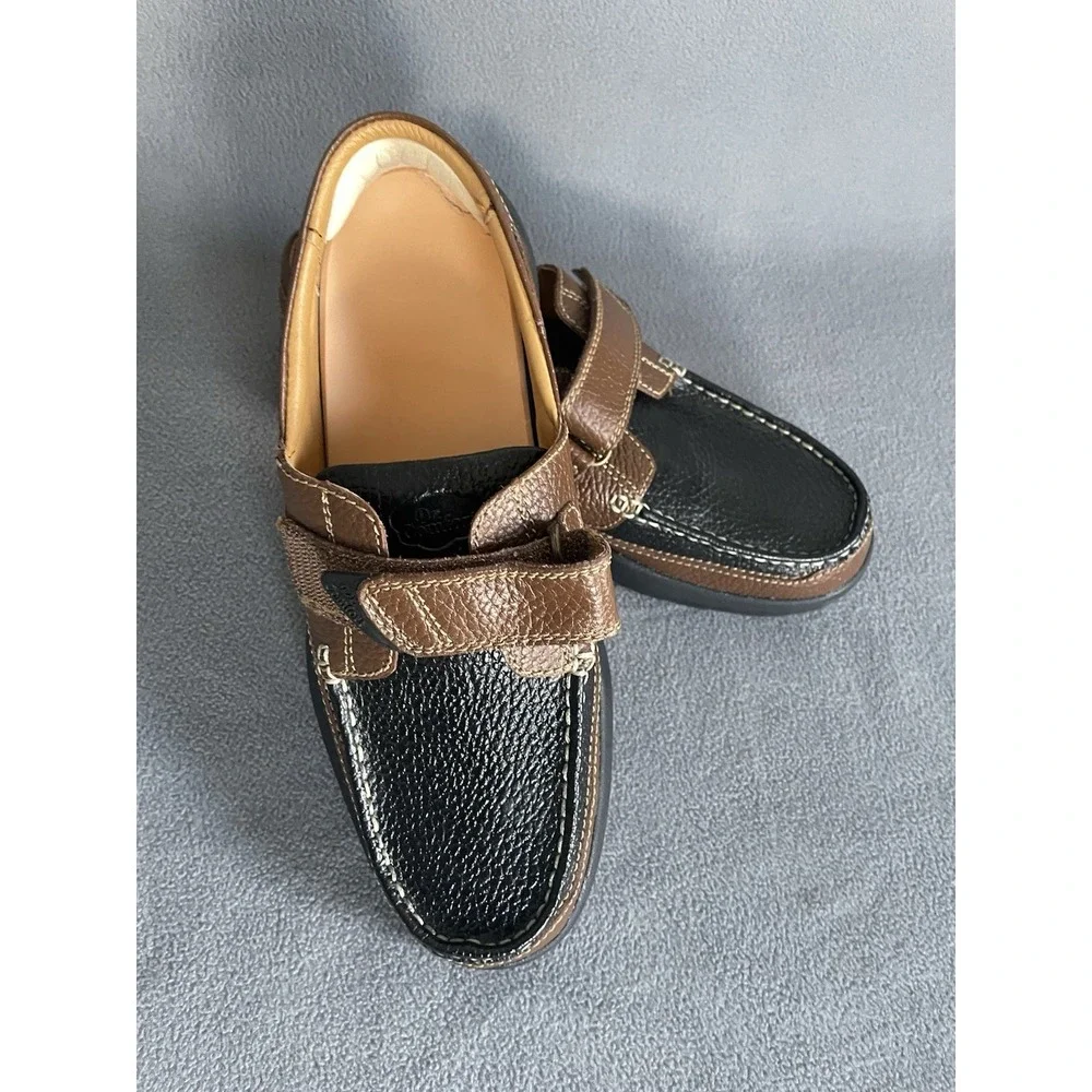 Dr. Comfort Mike 8660 Men's Black Brown Leather Boat Shoes Size 11.5 W